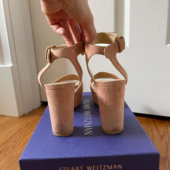 Stuart weitzman nudish peach suade platform sandals size 6 - Picture 3 of 3